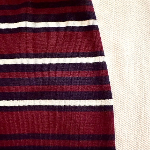 LOFT Striped Pull on Skirt, Navy Blue, Burgundy, Ivory Stripes, Size Large, NWT - Picture 2 of 11